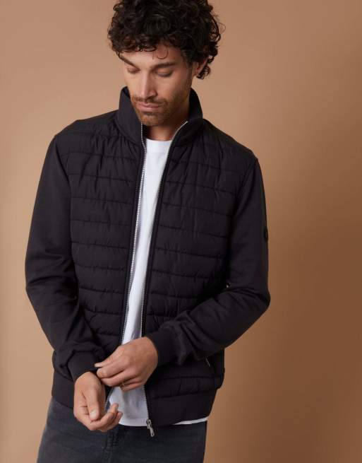 Threadbare Quilted hybrid funnel neck jacket in black, 5 of 5