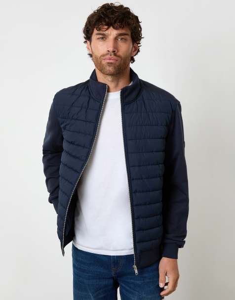 Threadbare Quilted hybrid funnel neck jacket in navy - view 1