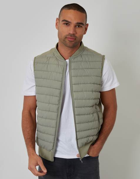 Threadbare Quilted hybrid gilet in pale green - view 1