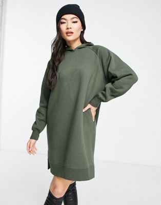 Threadbare Quinn hoodie mini dress in deep khaki - ASOS Price Checker