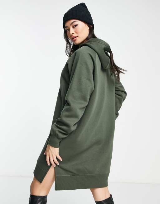 Threadbare Quinn hoodie mini dress in deep khaki ASOS