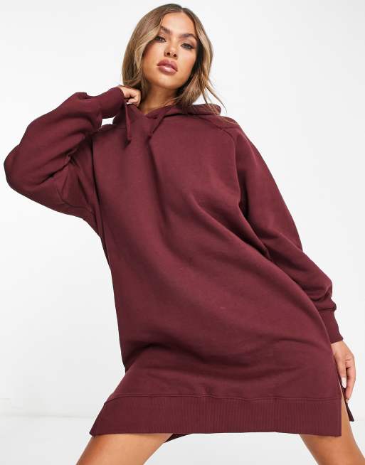 Threadbare Quinn hoodie mini dress in deep wine