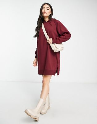 Threadbare Quinn hoodie mini dress in deep wine - ASOS Price Checker