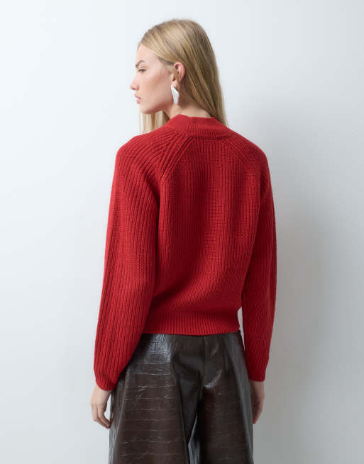 Threadbare raglan knitted jumper in red, 4 of 5