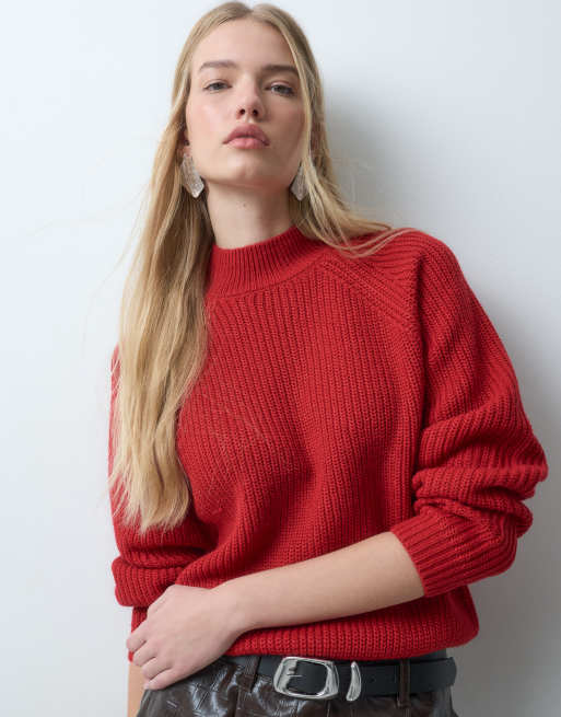 Threadbare raglan knitted jumper in red, 5 of 5
