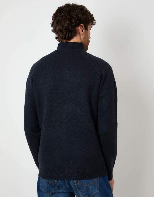Threadbare Raglan rib quarter zip knitted jumper in navy, 2 of 5