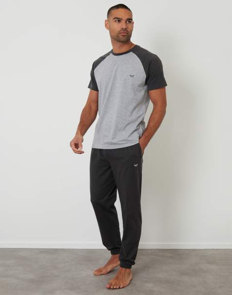 Threadbare Raglan short sleeve lounge set in grey - view 1