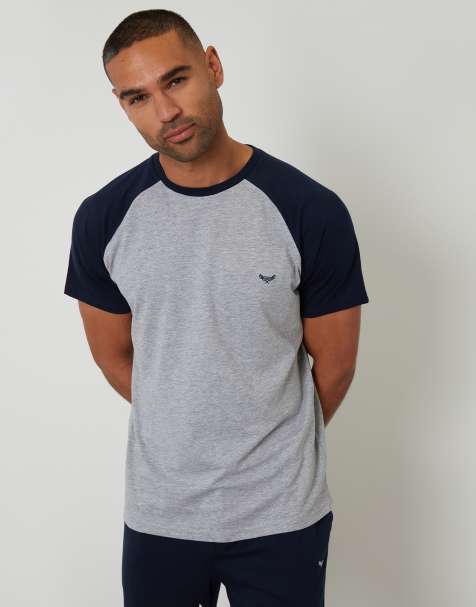 Threadbare Raglan short sleeve lounge set in navy - view 1