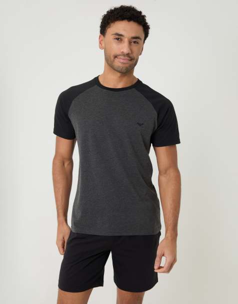 Threadbare Raglan short sleeve top & shorts lounge set in black - view 1