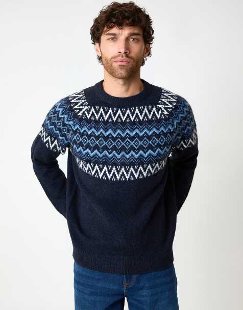 Threadbare Raglan sleeve fairisle christmas jumper in navy - view 1