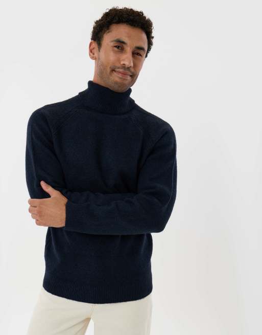 Threadbare Raglan sleeve roll neck jumper in navy, 3 of 4