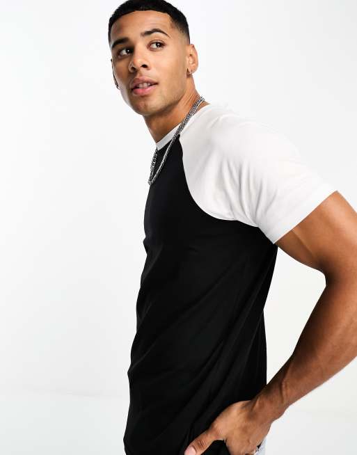 Threadbare - Raglan-t-shirt i sort og hvid