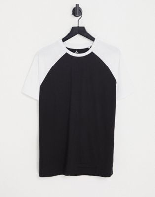 Threadbare raglan t-shirt in white black