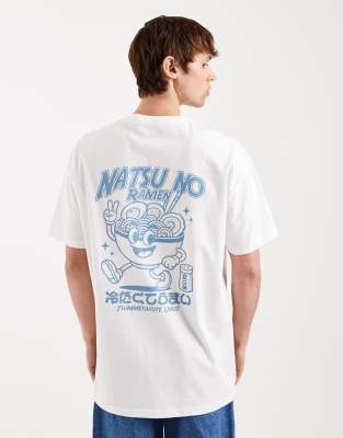 Threadbare Ramen Graphic Print Oversized T-shirt In White