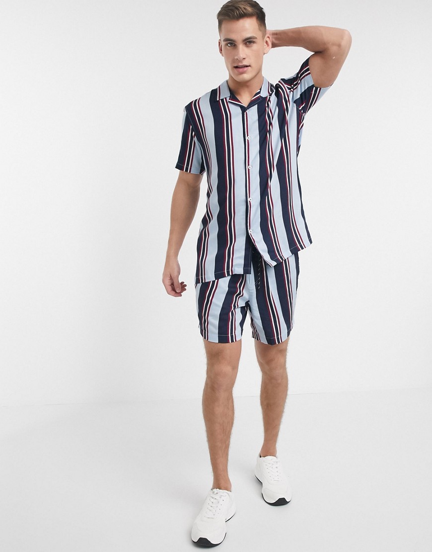 Threadbare – Randiga shorts-Blå
