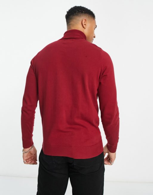 Threadbare - Rød rullekravebluse i bomuld, 2 af 4
