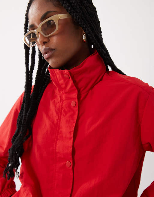 Threadbare - Regenbestendig jack met opstaande boord in rood, 3 van 4