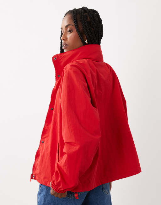Threadbare - Regenbestendig jack met opstaande boord in rood, 4 van 4