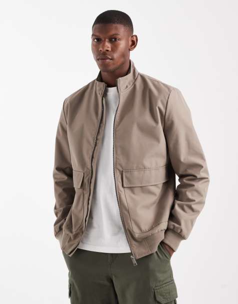 Threadbare – Regendichte Bomberjacke in Taupe mit Vordertaschen - view 1