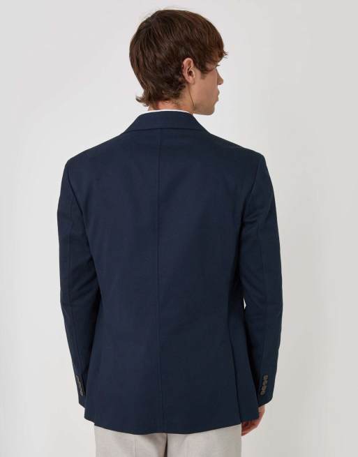 Threadbare Regular fit cotton blazer in navy, 4 of 6