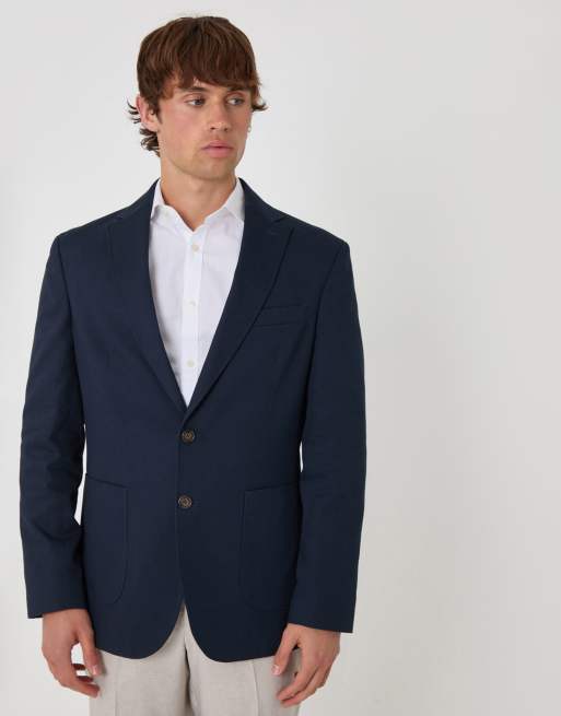 Threadbare Regular fit cotton blazer in navy, 5 of 6