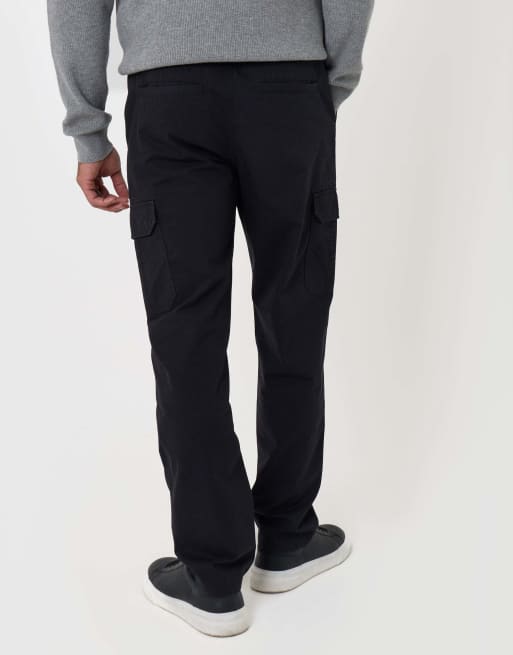 Threadbare Regular fit cotton cargo trousers in black, 4 of 5