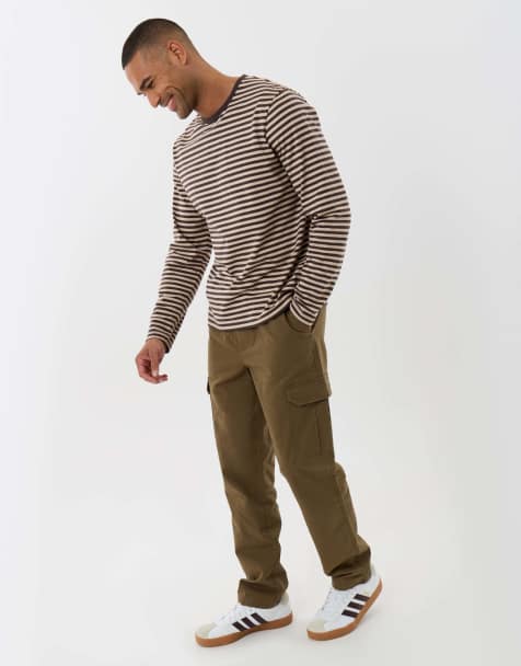 Threadbare Regular fit cotton cargo trousers in khaki - view 1