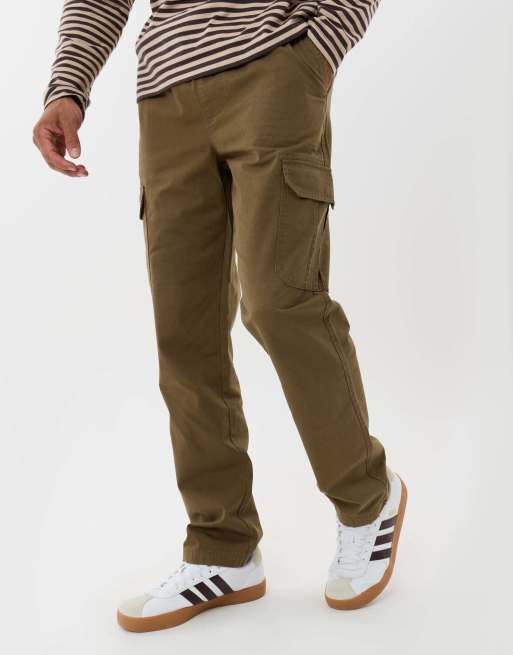 Threadbare Regular fit cotton cargo trousers in khaki, 2 of 5