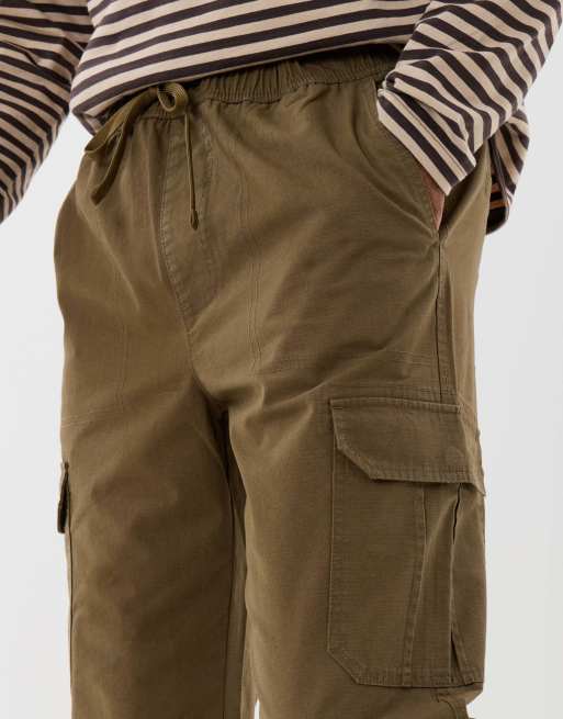 Threadbare Regular fit cotton cargo trousers in khaki, 5 of 5