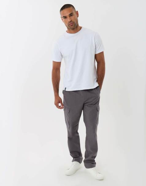 Threadbare Regular fit cotton cargo trousers in slate grey - view 1