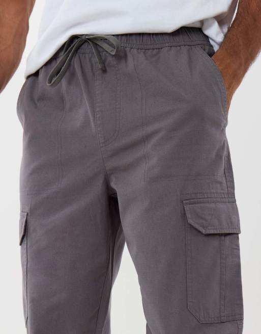 Threadbare Regular fit cotton cargo trousers in slate grey, 3 of 4