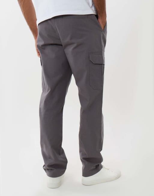 Threadbare Regular fit cotton cargo trousers in slate grey, 4 of 4