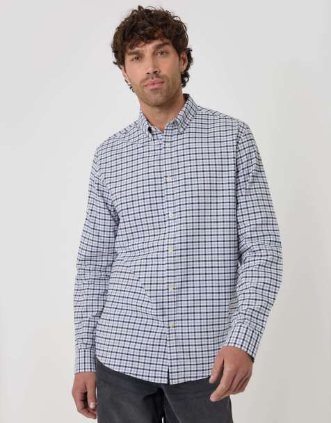 Threadbare Regular fit cotton oxford shirt in grey - view 1