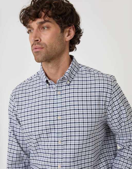 Threadbare Regular fit cotton oxford shirt in grey, 3 of 4