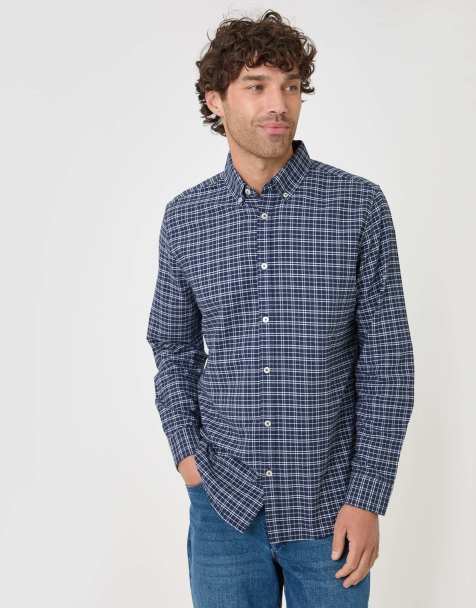 Threadbare Regular fit cotton oxford shirt in navy - view 1