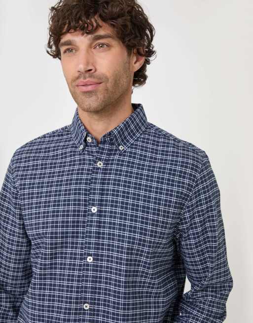 Threadbare Regular fit cotton oxford shirt in navy, 3 of 4