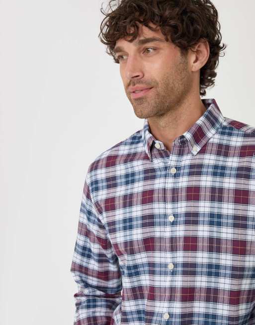 Threadbare Regular fit cotton oxford shirt in red, 3 of 4