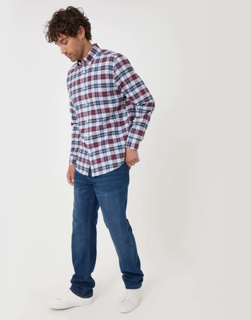 Threadbare Regular fit cotton oxford shirt in red, 4 of 4