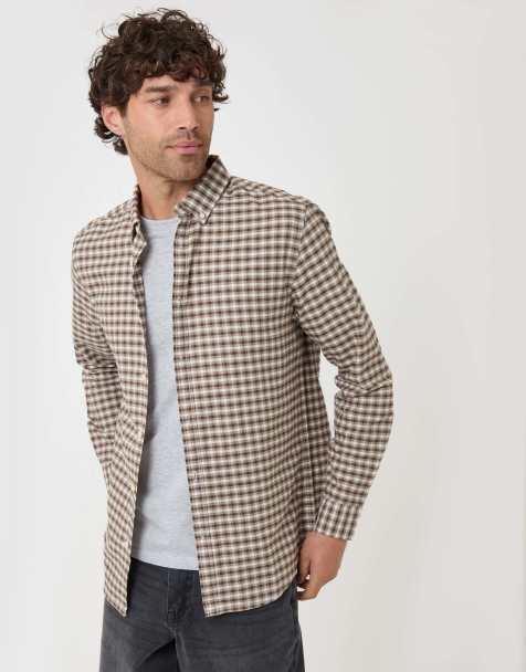 Threadbare Regular fit cotton oxford shirt in tan - view 1