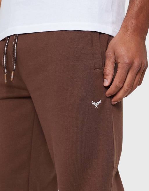 Threadbare Regular fit cotton rich joggers in chocolate brown, 3 of 4
