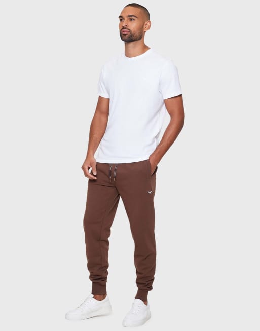 Threadbare Regular fit cotton rich joggers in chocolate brown, 4 of 4