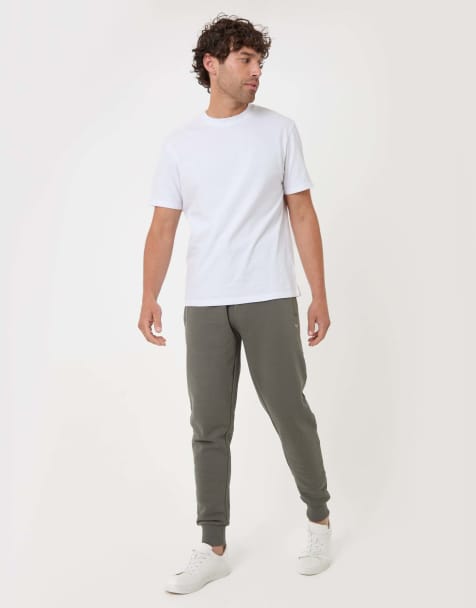 Threadbare Regular fit cotton rich joggers in dark sage - view 1