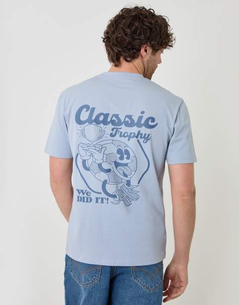 Threadbare Regular fit football graphic t-shirt in blue