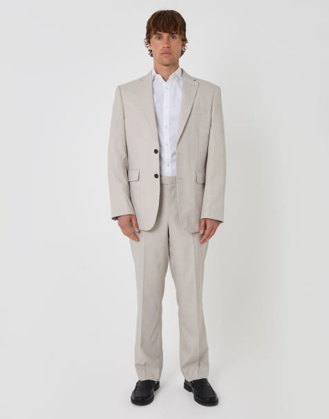 Threadbare regular fit lightweight suit in stone - view 1