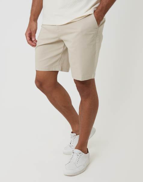 Threadbare Regular fit stretch chino shorts in light stone - view 1