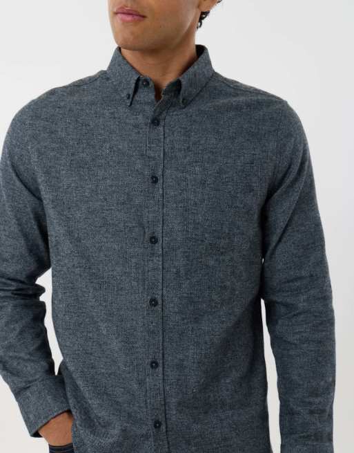 Threadbare Regular fit textured cotton shirt in blue-grey, 3 of 4