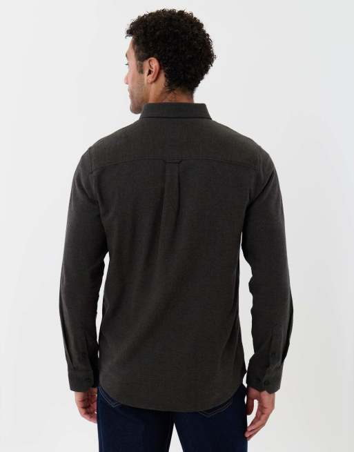 Threadbare Regular fit textured cotton shirt in charcoal, 4 of 5