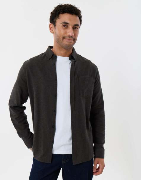 Threadbare Regular fit textured cotton shirt in khaki - view 1