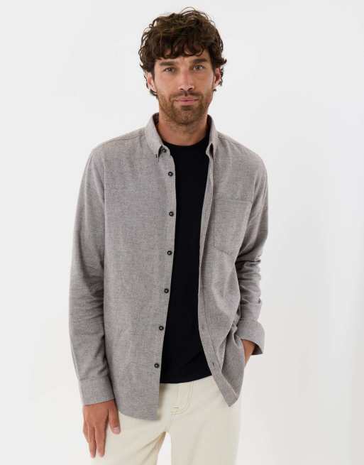 Threadbare Regular fit textured cotton shirt in taupe, 2 of 5