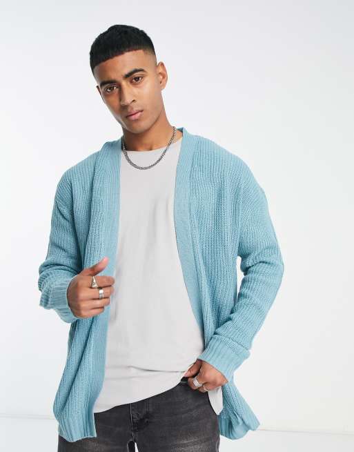 Threadbare relaxed cardigan in artic blue